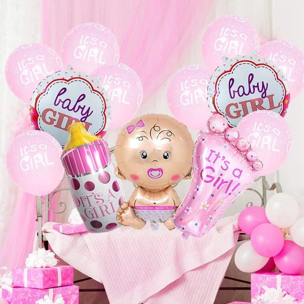 13pcs Baby Shower Boy Girl Decoration It's A Boy It's A Girl Baby Balloons Gender Reveal Kids Birthday Baptism Christening Party