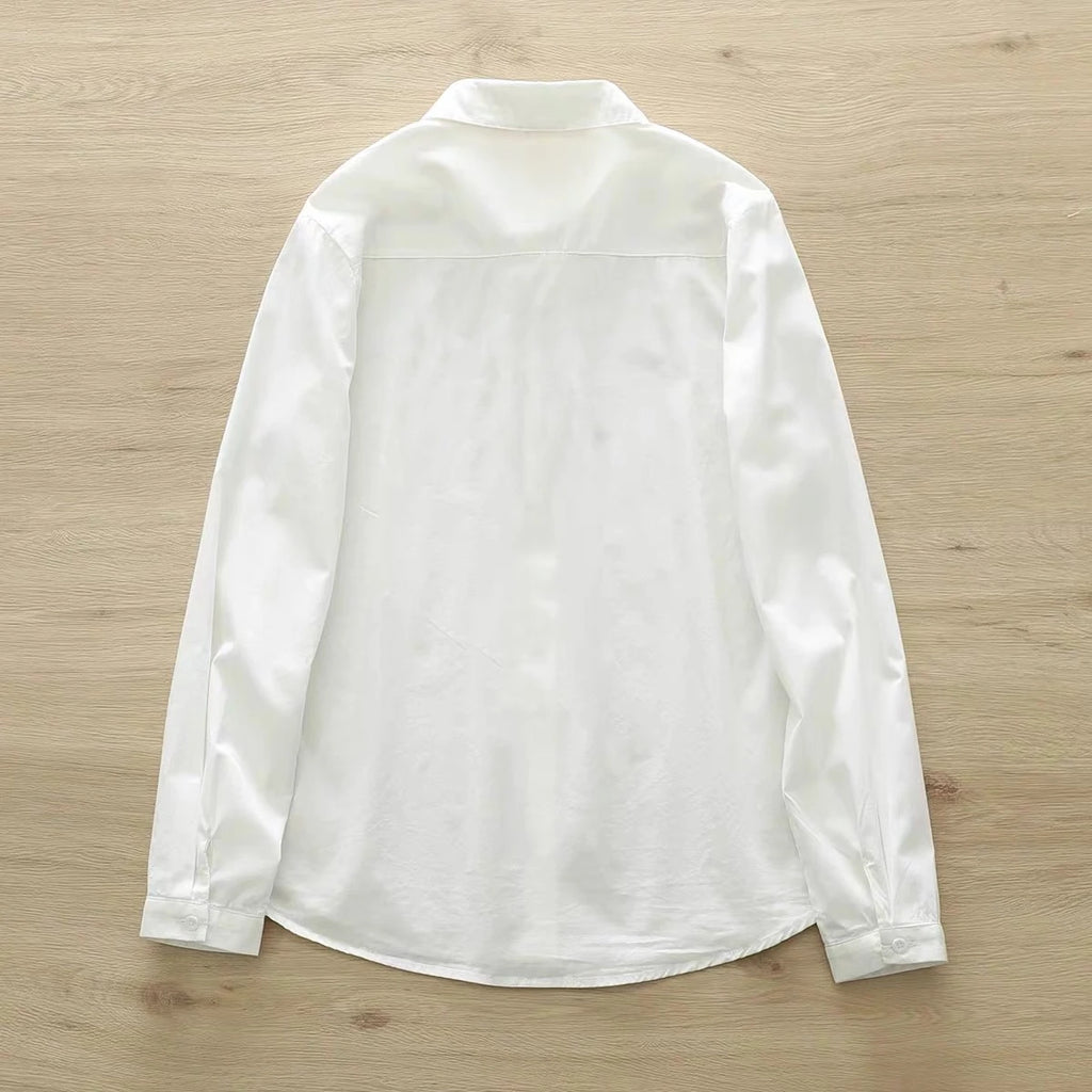 Women Spring Autumn Style Blouses Pure Cotton Shirts Lady Casual Long Sleeve Turn-down Collar Cartoon Embroidery Blusas Tops