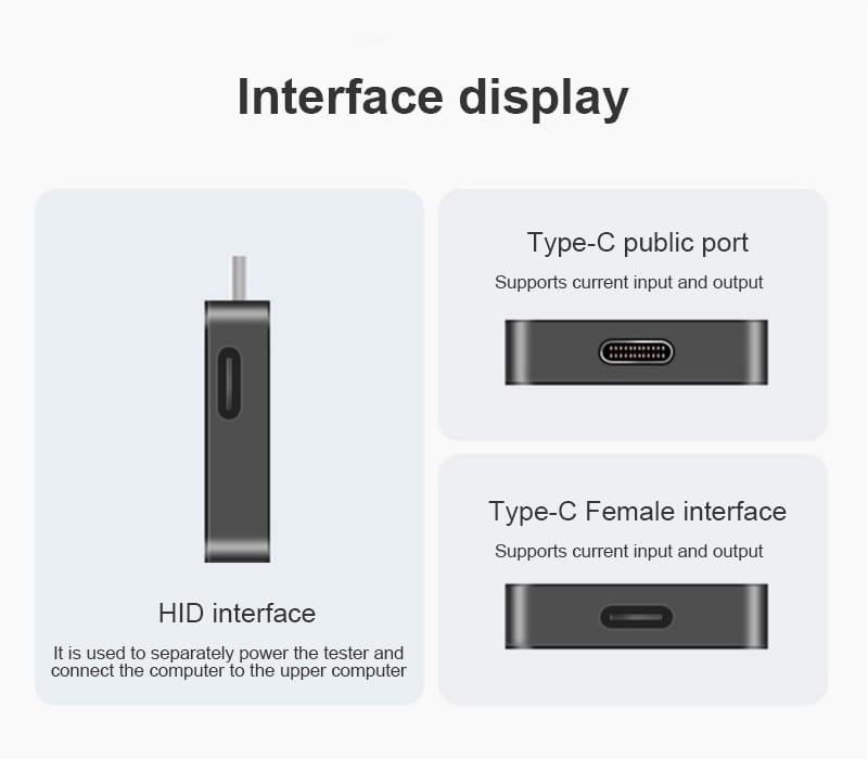 adaptador rectangular negro km003c Chargerlab USB PD3.1 con puerto público tipo C e interfaz hembra tipo C para la transferencia de datos, compatible con el protocolo PPS 50 V