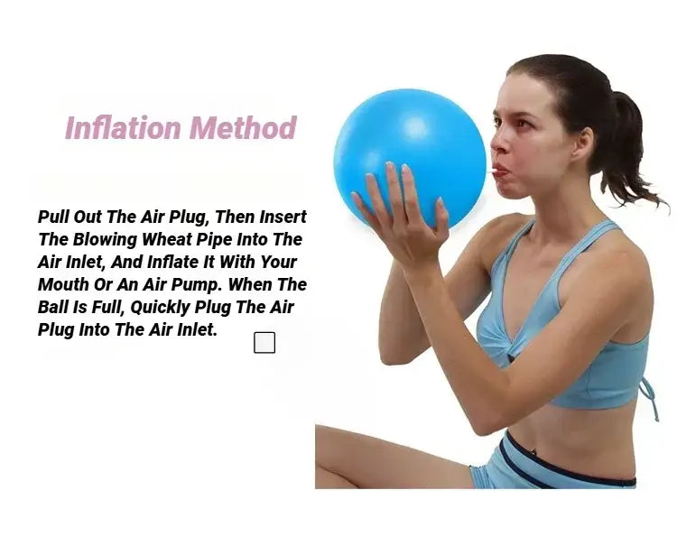 Balle de yoga gonflable bleue de 25 cm, fabriquée dans un matériau durable, pour la gymnastique, le fitness, le pilates, l’équilibre et l’entraînement du tronc en intérieur.