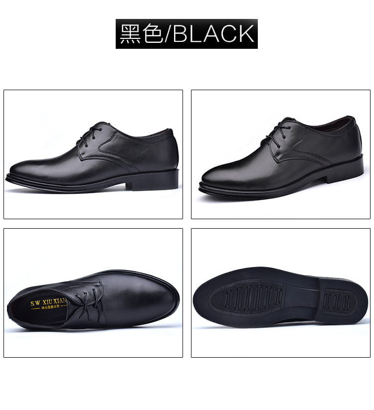 Schwarze Herren-Lederschuhe vom Typ Oxford mit klassischem Oxford-Design und gestickten Details.