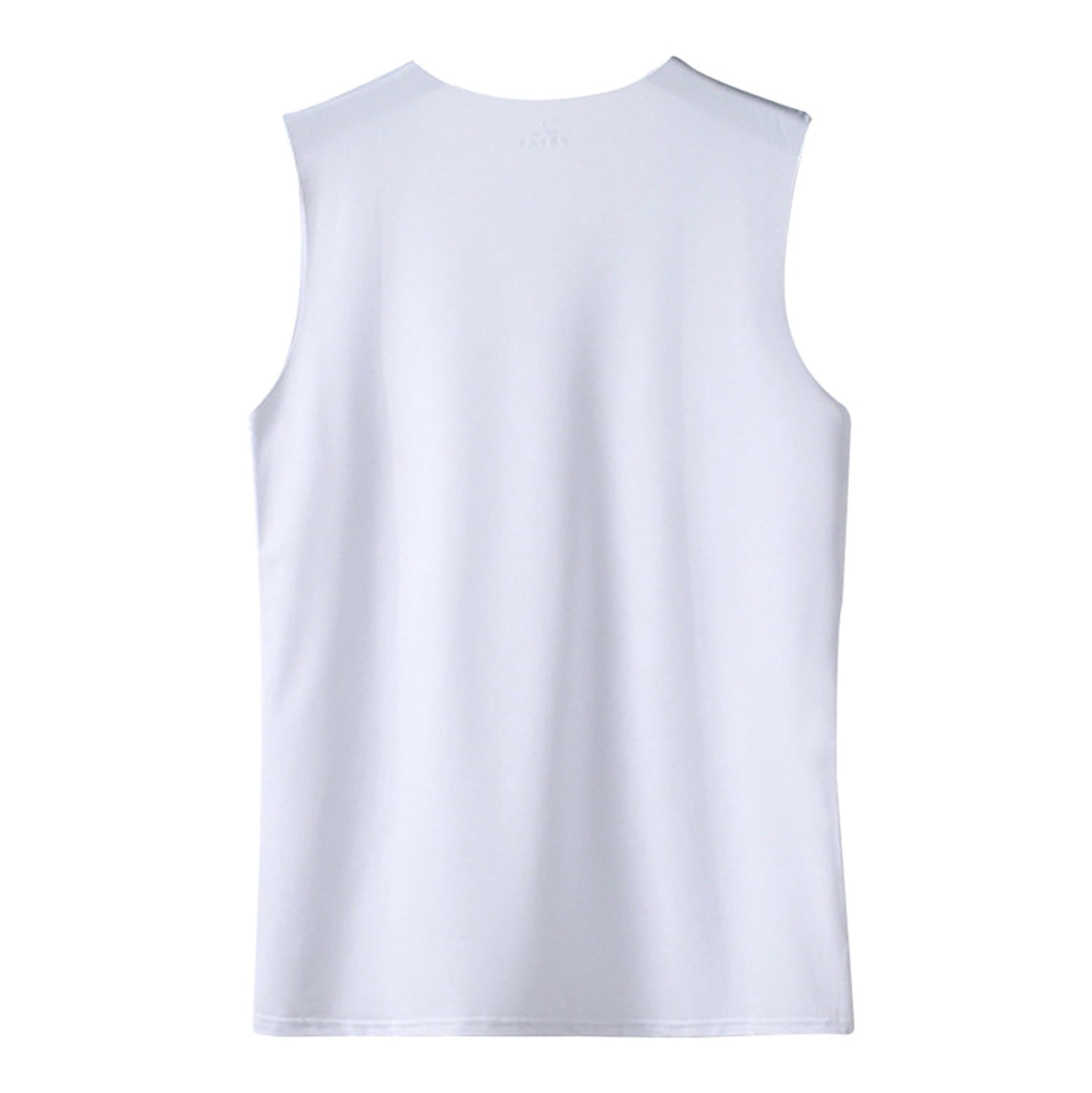 Men ice silk v-neck sleeveless tank top in white with a simple clean design and sleeveless fit.