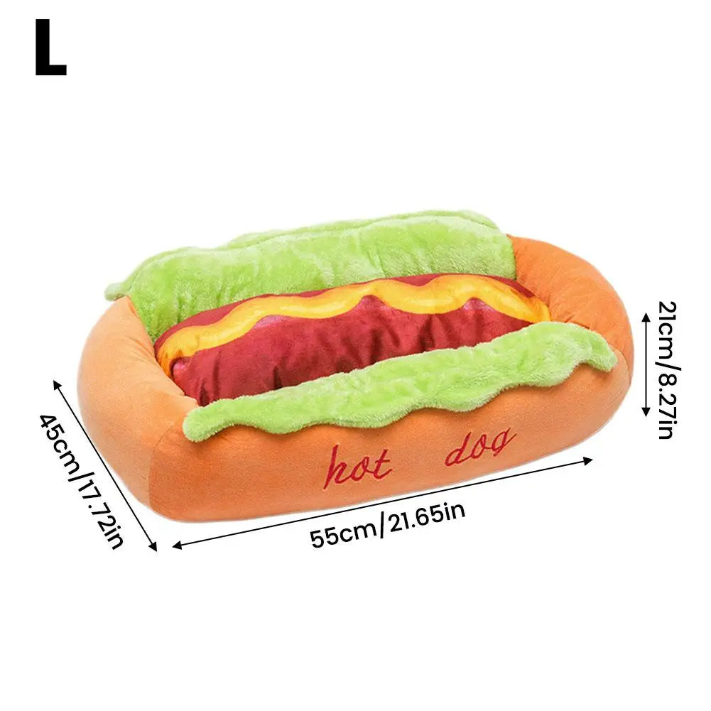 Hot Dog Pet Bed for Small Dogs Cats Soft Fleece Indoor Sleeping Nest Raised Support Cozy Puppy Cushion Home Pet Supplies