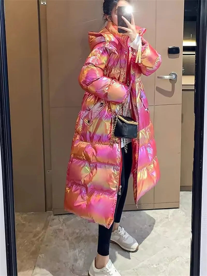 Fashion Women Winter Waterproof Long Parkas Cotton Padded Jacket Hooded Thick Warm Snow Coat Oversized Outerwear Female
