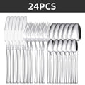 24pcs Cutlery Set Stainless Steel Tableware Knife Fork Coffee Spoons Dinnerware Dishwasher Safe Dinner Cutlery