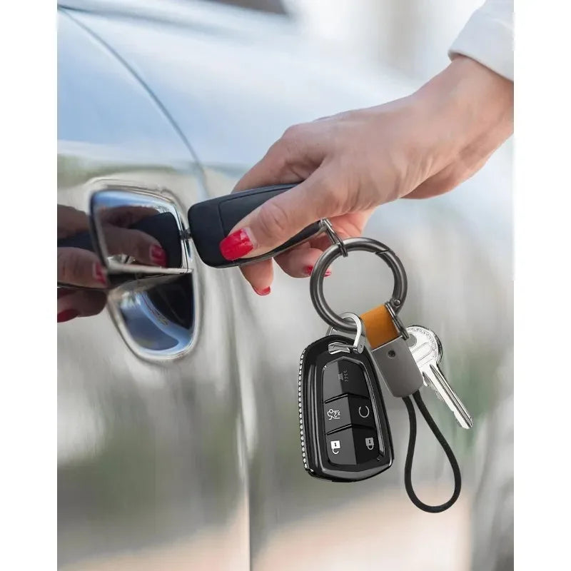 Car Keychain Light Luxury Style Key Ring Universal Key Holder Microfiber Keychain Cowhide Wax Rope Keychain for Most Car Keys