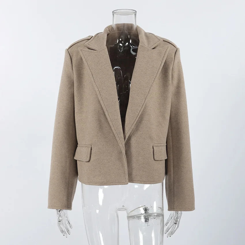 Women Wool Short Coats Jackets Blends Turn Down Collar Coat Thick Warm Y2k Streetwear Jacket Work Outerwear Autumn Winter