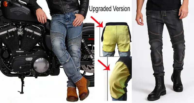 Black motorcycle riding pants with breathable fabric and reinforced knee and thigh panels for protection featured in motorcycle racing gloves breathable protective gear.