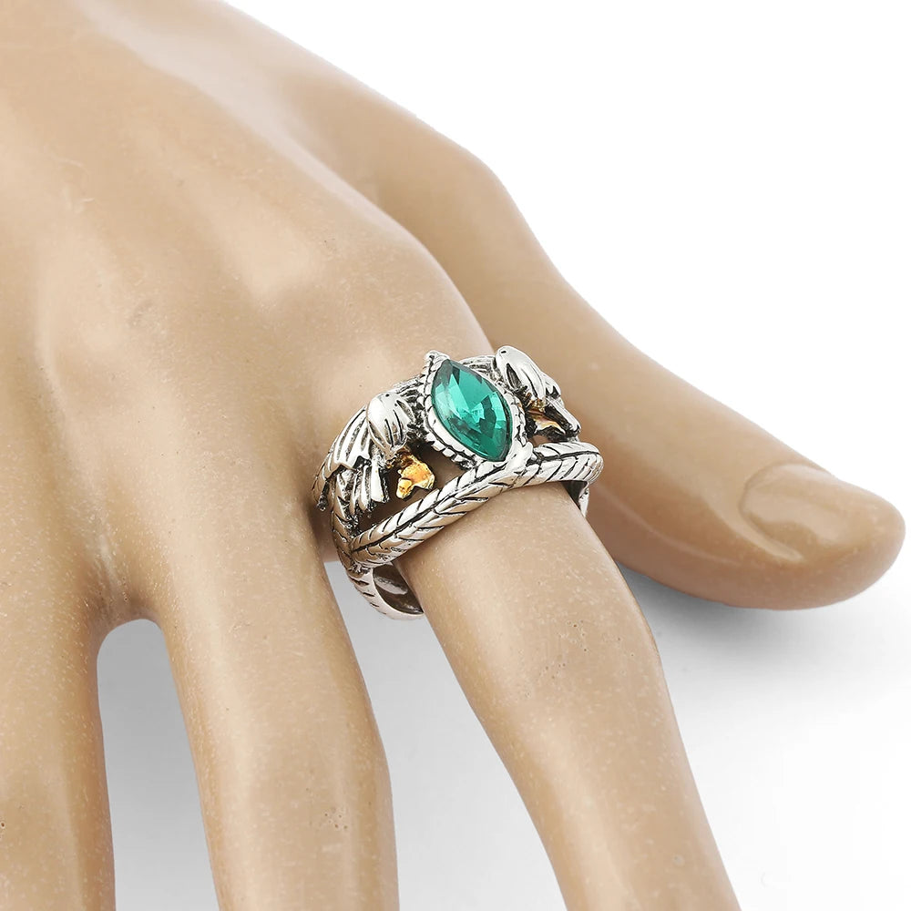 Lord Ring of Barahir Aragorn Gondor Green Crystal Rings