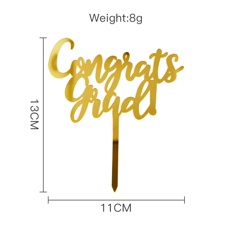 Graduation Season Birthday Cake Topper Gold Congratulations You Got It Grad Acrylic Cake Toppers for Student Party Decoration