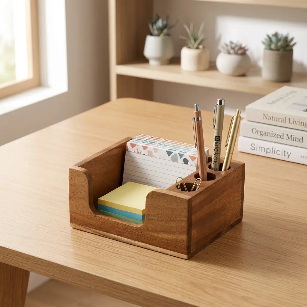 Solid Wood Desk Organizer with Smooth Surface and Eco-Friendly Finish Features Scientific Compartment Design for Office Students