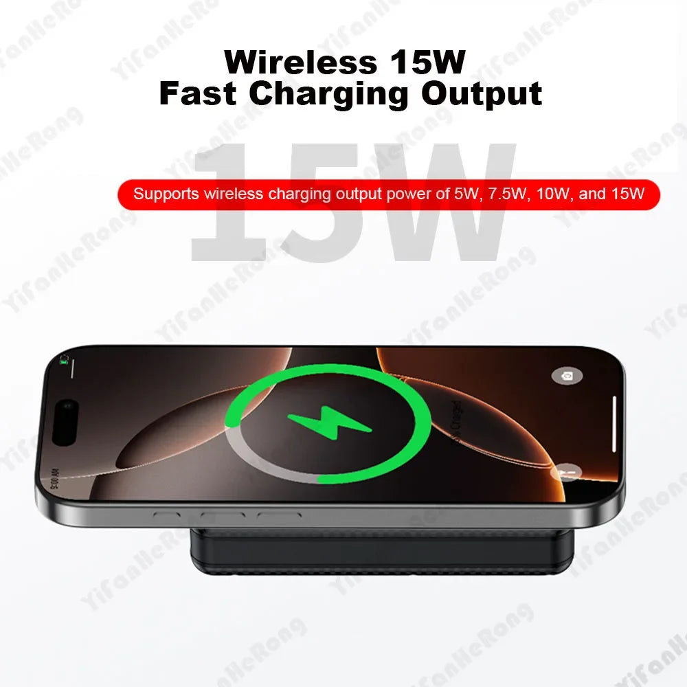 6*18650 20000mAh Power Bank Case 22.5W Fast Charging 15W Wireless Charging Mobile Power Bank Housing Battery Holder For Phone