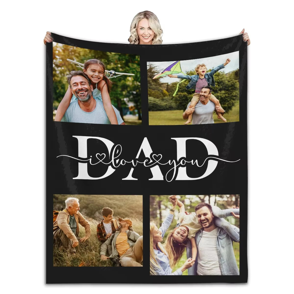 Fathers Day Gifts Personalized Custom Blanket Customizable Photos Throw Blankets For Dad Birthday Present From Daughter or Son