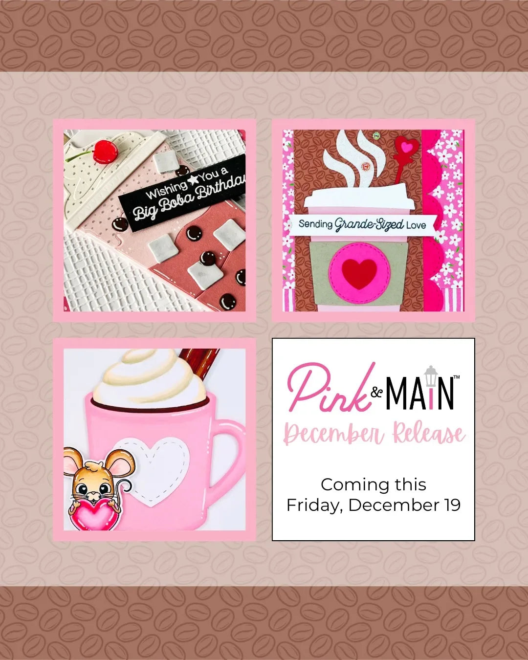 Valentine's Day 2025 Love Heart CoCo Cup Metal Cutting Dies Mouse Clear Stamps for DIY Making Gift Card Scrapbook Craft Template