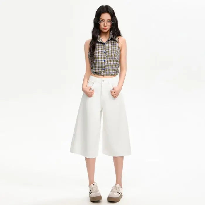 Korean Casual High Waisted Denim Shorts for Women Spring Summer Baggy Jeans Shorts Y2k A-Line Wide Leg Casual Jeans High Street
