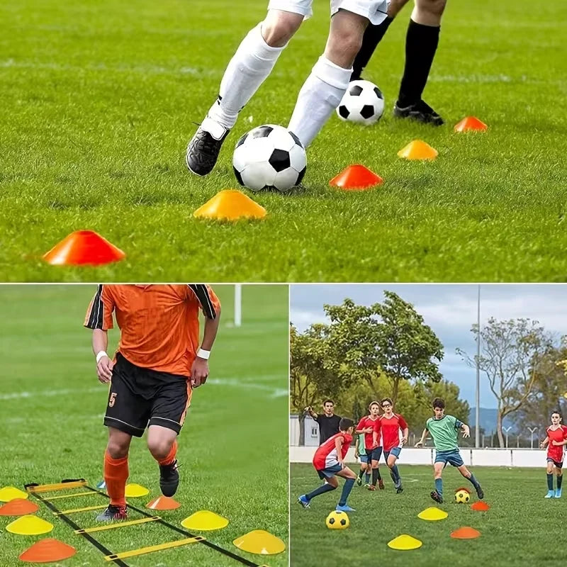 Portable Agility Training Set, Speed Ladder, Disc Cones & Marker Cones for Soccer Basketball Baseball Footwork Training
