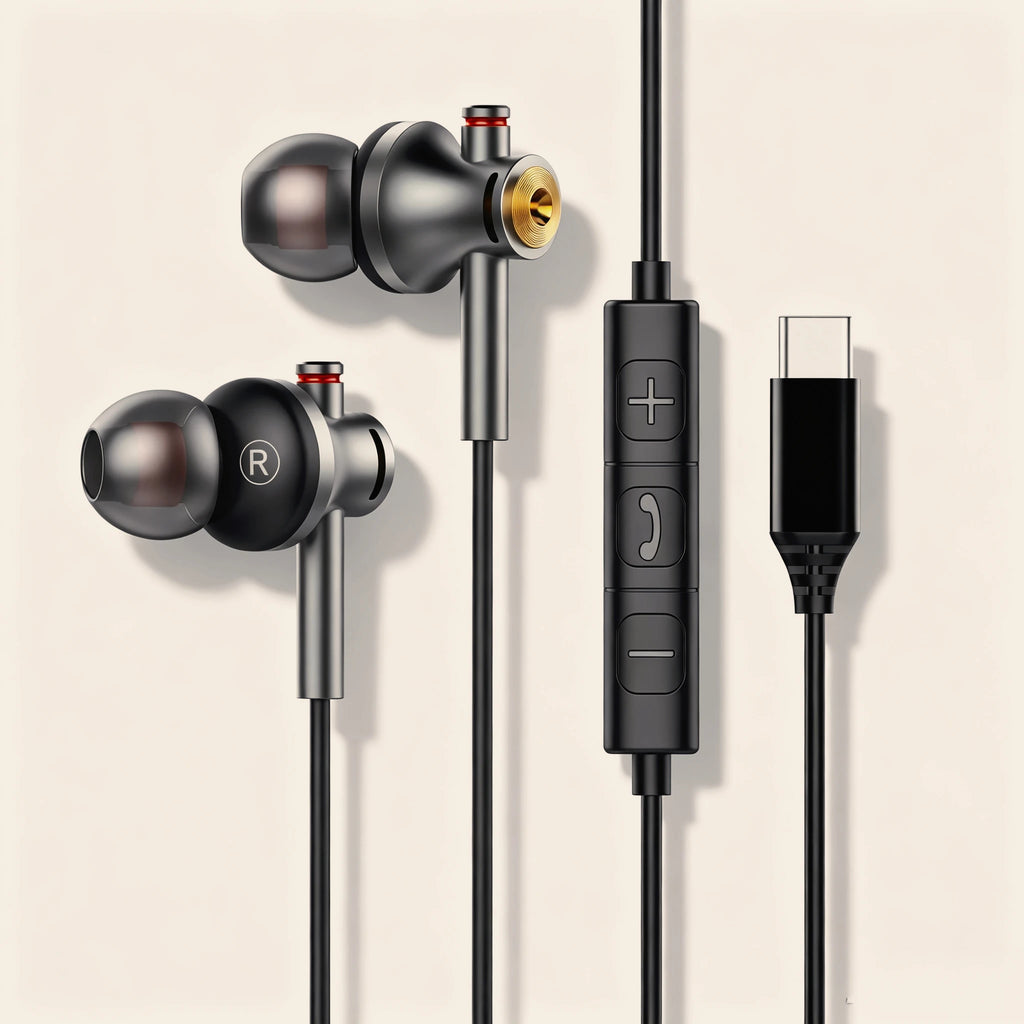 Wired In‑Ear Headphones with USB‑C & 3.5mm Dual Port, Dolby Audio Noise‑Reduction Earbuds, Portable Gaming & Music Earphones