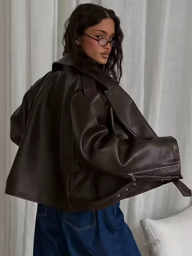 HH Women Winter Jackets Solid Turn-Down Collar Pocket Women Fashion Long Sleeves Short Loose Leather Belt Warm Coats Trendy