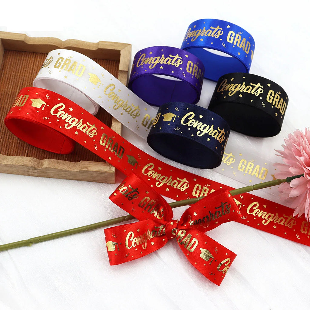 1 Roll，5 Yards Graduation Gift Packaging Ribbon,Decoration Party DlY Bow Ribbon, Graduation Ceremony  CampusParty Supplies