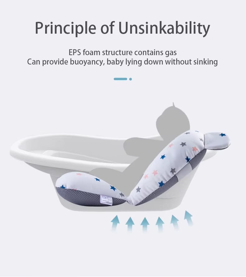 white and gray star-patterned baby bath seat floating tub support cushion with eps foam structure for buoyancy
