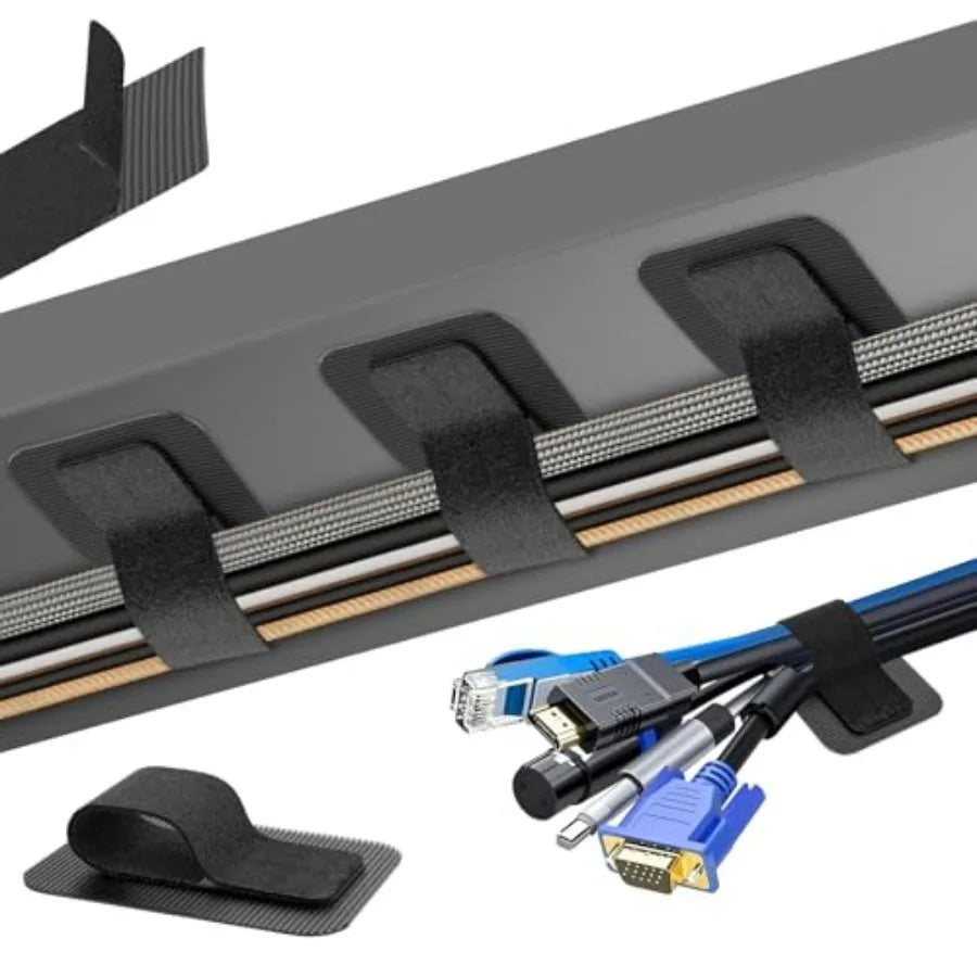 Cable Management Under Desk, Up to 15 Cord Enhanced Wire Holder Cord Organizer, Adjustable Hook and Loop Cable Ties, Home Offic
