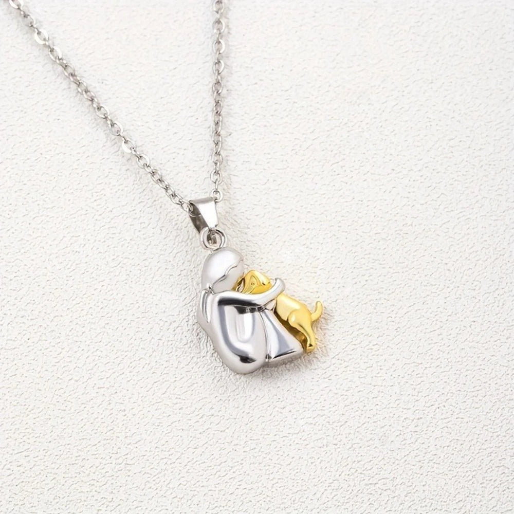 Cute Girl Puppy Pendants Necklaces Fashion Simple Personalized Alloy Women and Dog Necklace Animal Pet Jewelry Accessories Gifts