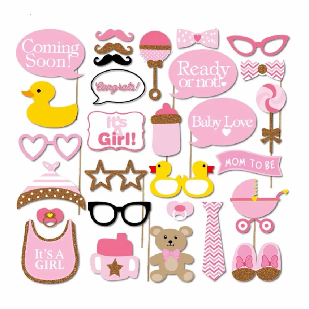 Baby Shower Party Decoration Pink Blue Photo Booth Props Photobooth It's A Boy Girl Baby Shower 1st Birthday Party Favor Gifts