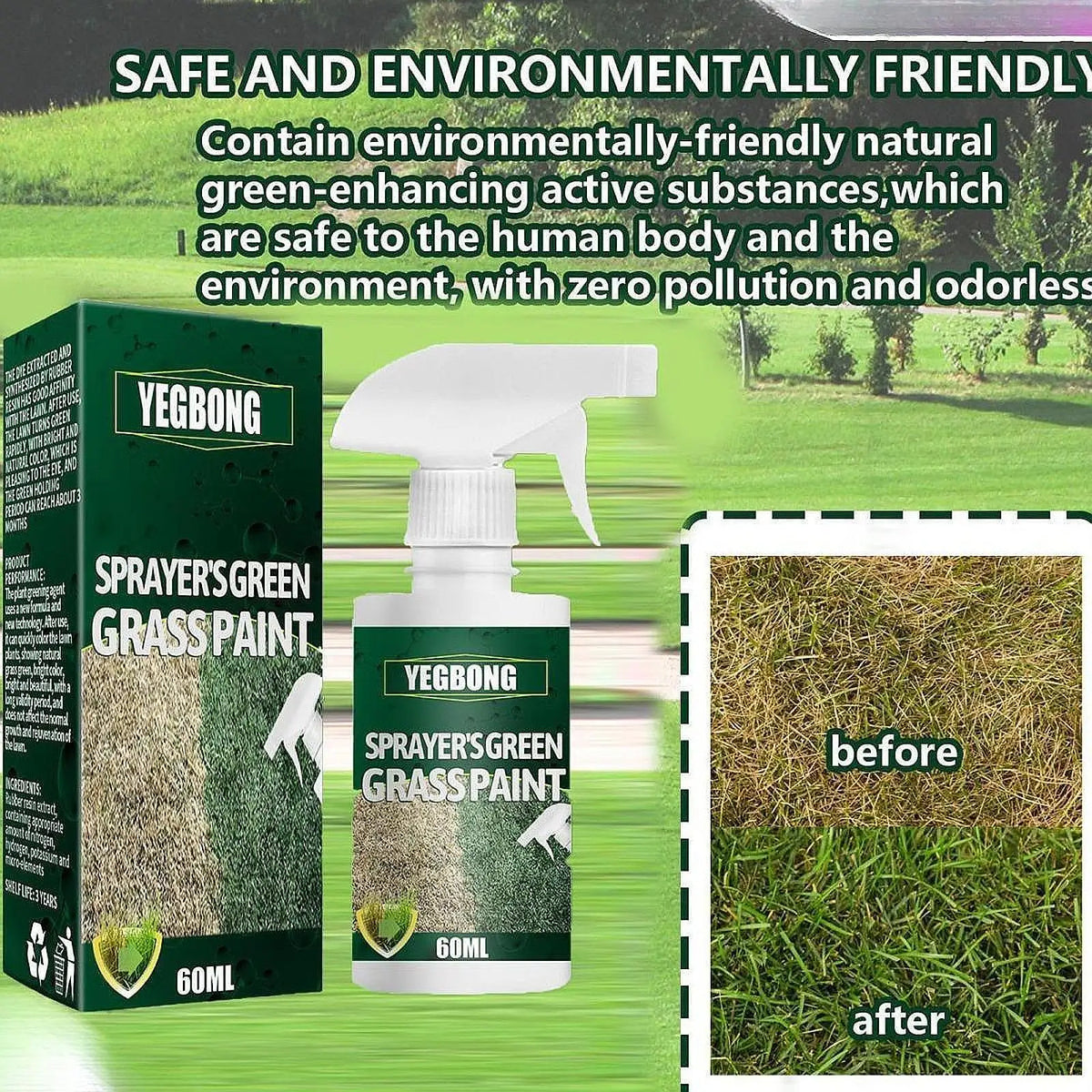 60ml Green Lawn Spray Lawn Color Tool Efficient High Reliability Lawn Care Grass Paint Lawn Dye for Garden