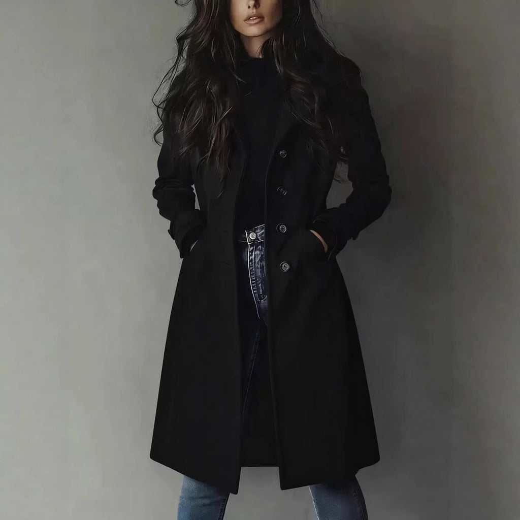 Elegant Suede Long Trench Women Coat Vintage Pocket Single Breasted Long Sleeve Outerwear Windbreaker Fall Outdoor Female Jacket