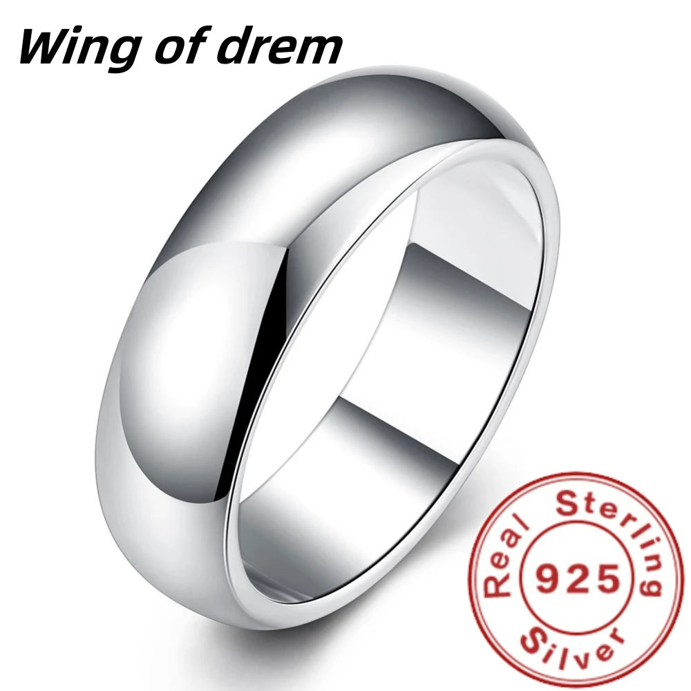 High Quality 925 Sterling Silver Ring Fashion Simple Smooth Round Ring Party Jewelry for Women Size 5 6 7 8 9 10 11