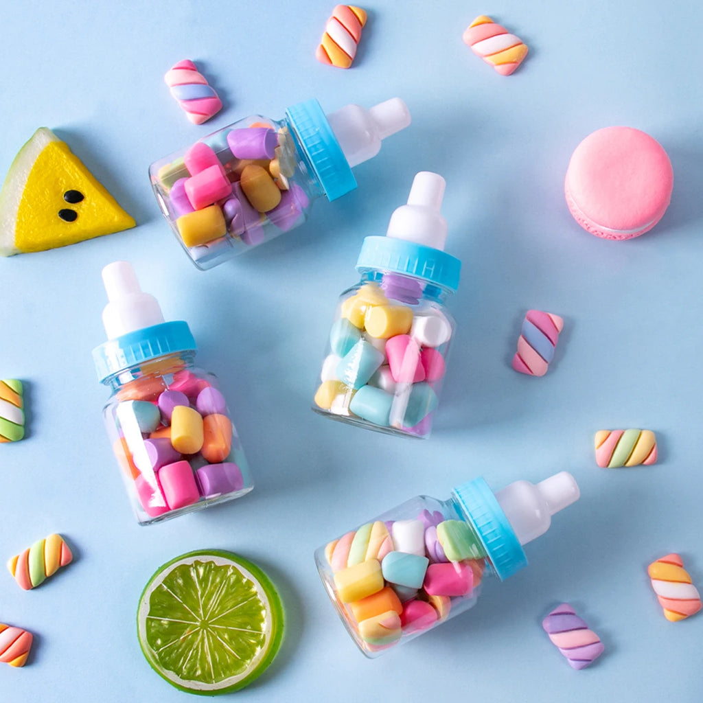 12/24Pcs Pink Blue Baby Bottle for Baby Shower Favors Mini Candy Bottles for Boys Girls Newborn Party Gender Reveal Party Decor