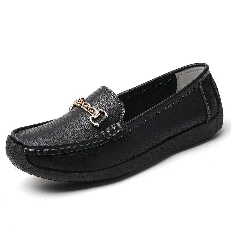 Woman Shoes Leather Casual Shoes With Low Heels Loafers Women's Flats 2025 New Zapatos De Mujer Elegant Heel Footwear Women