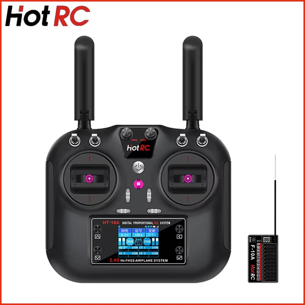Hotrc Hot RC HT-10A HT10A 2.4Ghz 10CH Remote Controller F-10A F10A Receiver For RC Aircraft Vehicle Boat Drone Accessories Parts