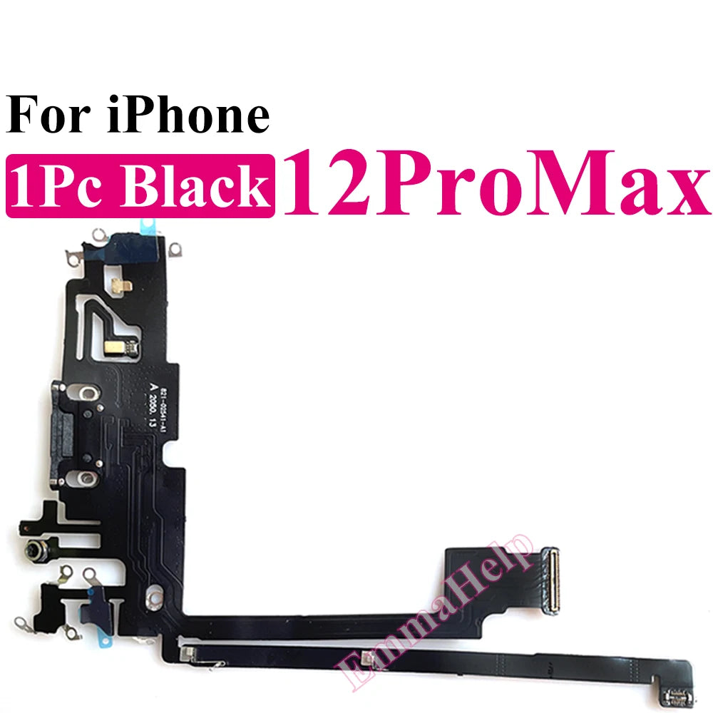 Charging Port Flex Cable for iPhone 12 13 14 15 16 Pro Max Mini USB Charger Dock Connector With Microphone Ribbon Repair