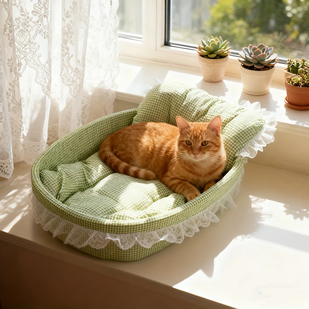 Pet Sofa Bed All Season Comfortable Nest Ruffled Princess Design Hair Resistant Soft Cats Small Dogs Available Various Colors