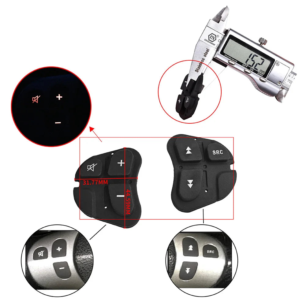 For Alfa 147 Steering Wheel Accessories Multi Function Audio Buttons Car Audio Control Black Steering Wheel Buttons
