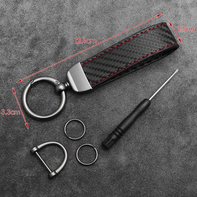 Car Key Chain Carbon Fiber Keychain Luxury Keyring Buckle Car Key Ring Men Women Business Gift Car Key Strap Accessories