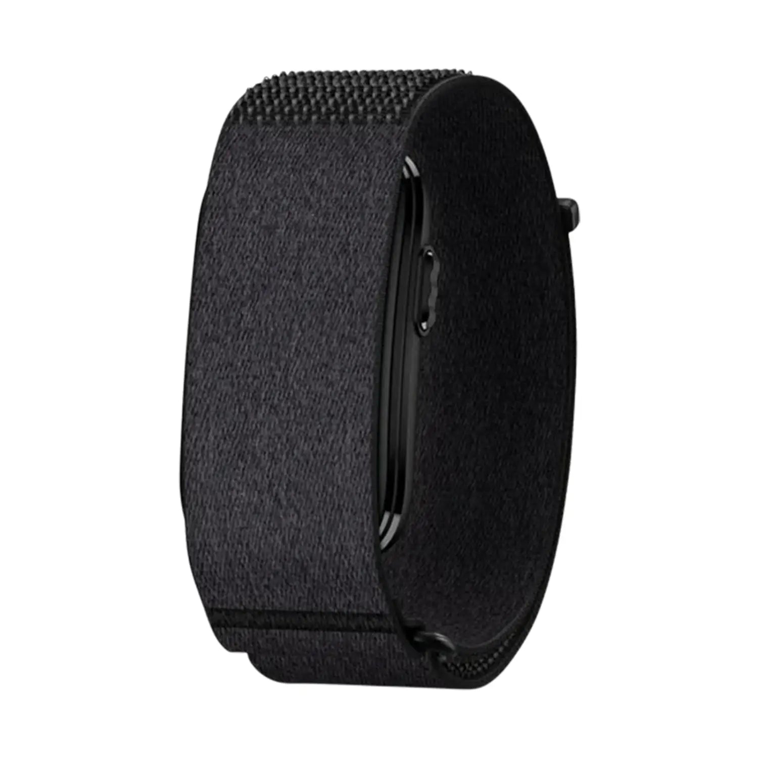 Black breathable replacement strap made of textured nylon designed as an adjustable sport watch strap for the Cirqa smart band with a sleek minimalist design.