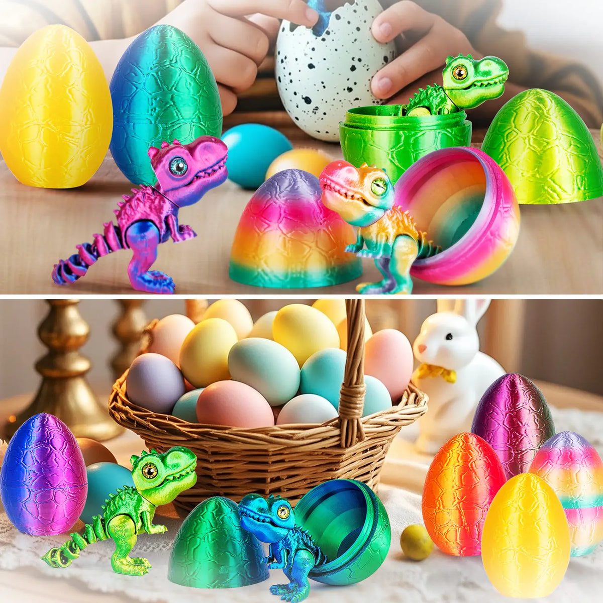 3D Printed Dragon Egg with Articulated Dinosaur Toy, Movable Joint Fidget Toy for Kids & Adults, Cool Office Desk Decor Gift
