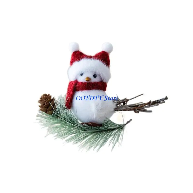 367A Holiday Couple Bird Decors Foam Craft With Santa Hat Seasonal Display Accent