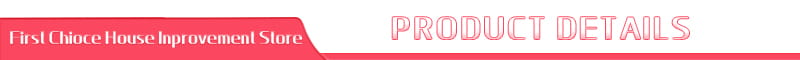 Pink banner with first choice house improvement store and product details in matching pink text displayed on the back side of a leather sewing tools kit for DIY craft and repair.