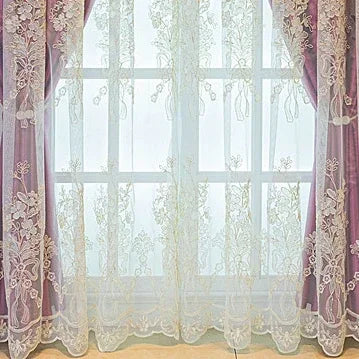 European Luxury Curtains for Living Room Bedroom  Embossed Embroidered Double-layer Blackout Cloth Gauze Integrated Custom Tulle