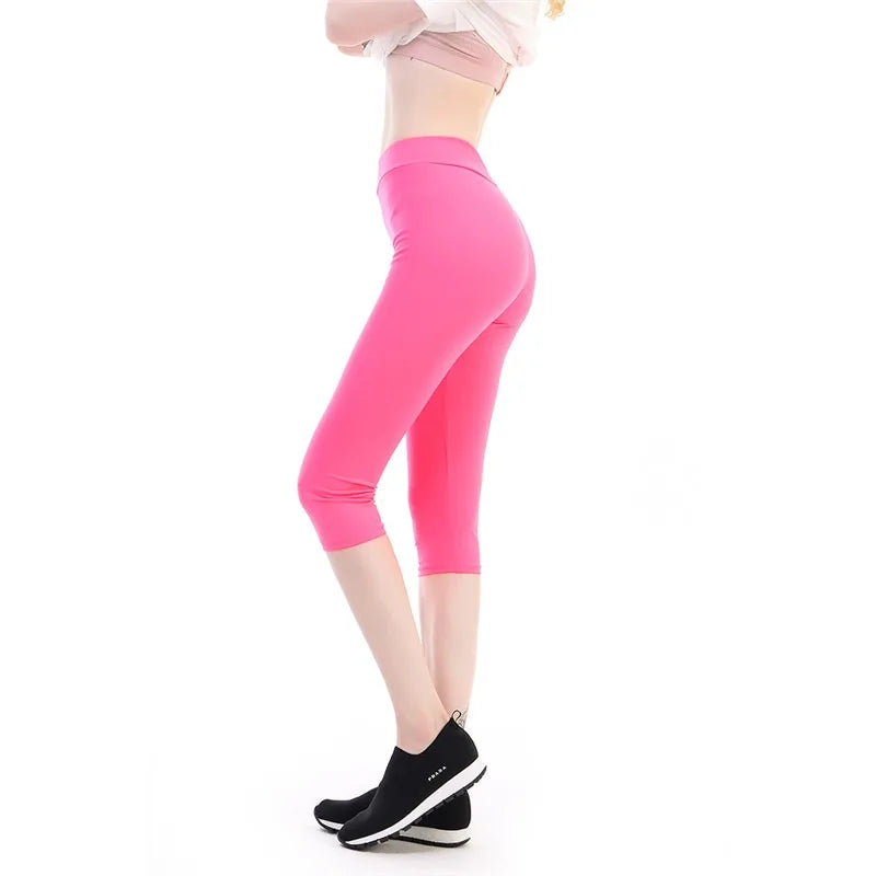 Women's Leggings High Waisted Capri Leggings No Pockets For Women Yoga Pants Workout Capri Pants