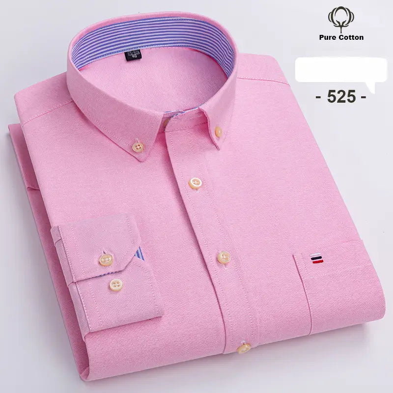 chemise habillée Oxford en coton 100 % pour hommes, coupe slim, rose, avec un tissage texturé discret, boutons de couleur crème et doublure intérieure de col à rayures
