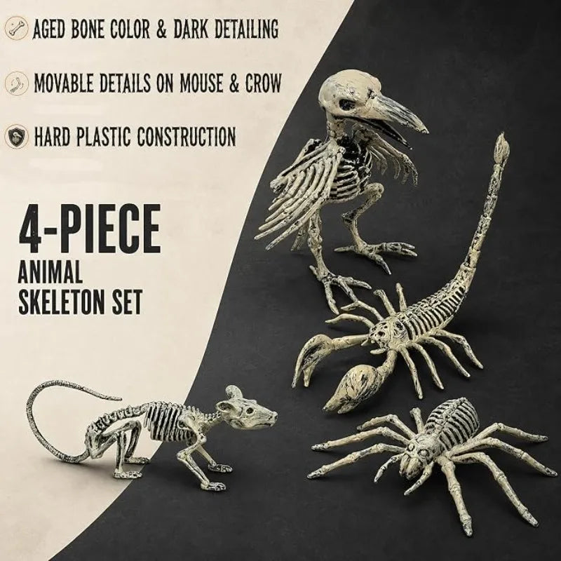 Halloween Animal Skeletons Plastic Skeleton Crow Mat Decorations for Yard Garden Lawn Graveyard Halloween Party Favors