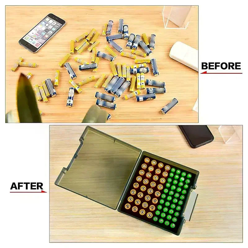 Battery Storage Organizer Holds 72 AA AAA Batteries Battery Box Case Garage Container Home Drawer Organization Dispenser Holder