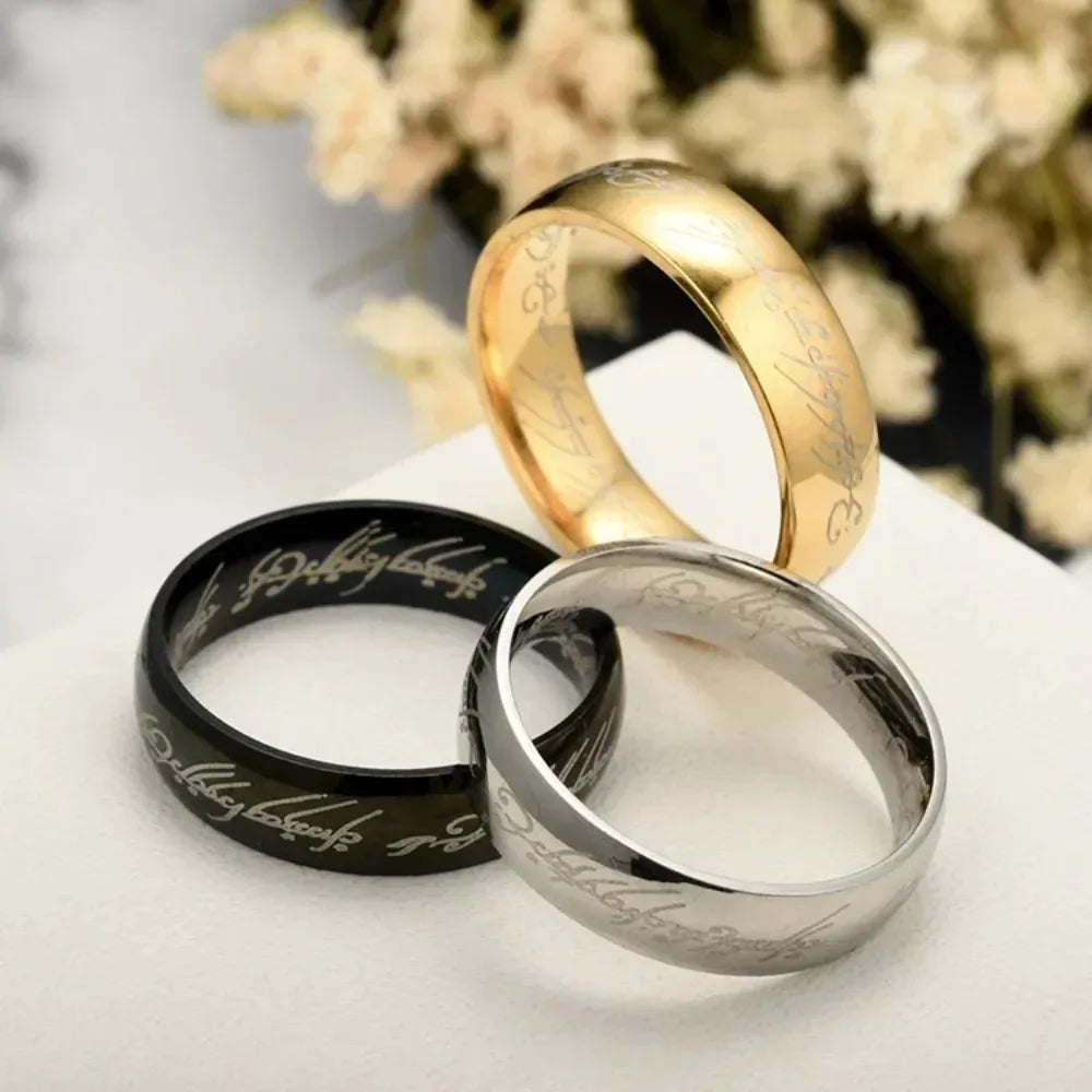 Language Stainless Steel Rings for Unisex Fashion Accessories Jewelry