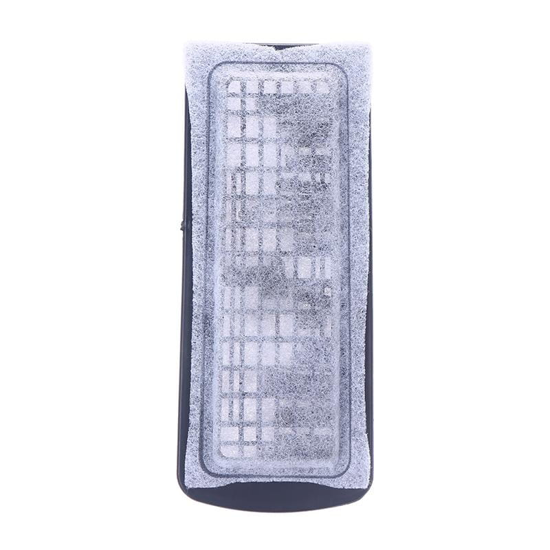 Aquarium carbon filter cotton cleaning pad with black rectangular frame and textured white microfiber surface featuring a grid pattern for manual measurement.