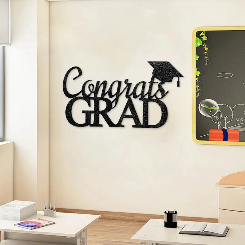 Class of 2026 Golden Graduation Felt Wall Stickers Party Decoration University Student Graduation Ceremony withGRAD Bachelor Hat