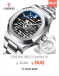 Megir military quartz watch with silver-toned chenxi 8822 fashion n case brown leather strap skeletonized dial revealing intricate mechanical gears and blue accents.